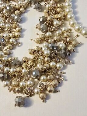 Luxe by Bijous Los Angeles Pearl Crystal Bead Dangle Necklace Fine